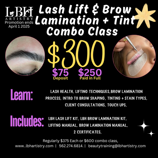 Lash Lift + Tint and Standard Brow Lamination Classes